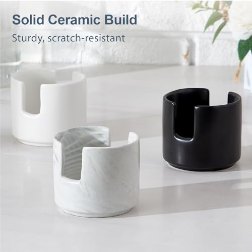 Ceramic Sponge Holder for Kitchen Sink, Dish Sponge Holder with Drain, Kitchen Sink Organizer for Sponge and Soap, Cute Ceramic Sink Holder, In Sink Sponge Storage for Kitchen Counter, Marble - view 7