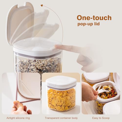 1 Qt Pop-Top Cereal Storage Container, White - view 5