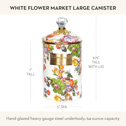 Enamel Canister, Large, White Flower Market - view 4