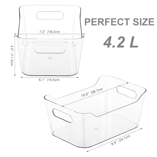 12 Pack Plastic Storage Bins, Multi-Use Organizer Bins, Pantry Organizer, Clear Storage Containers for Home, Kitchen, Office, Cabinet, Shelf and Fridge Organization - view 2