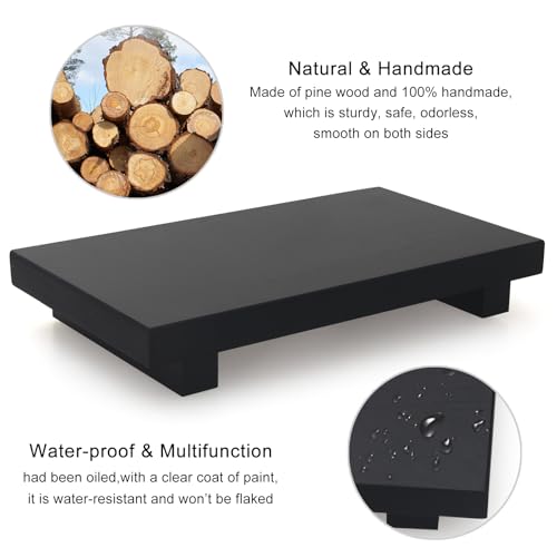 Black Wooden Bathroom Sink Counter Tray Decor Small Pedestal Stand Display - view 4