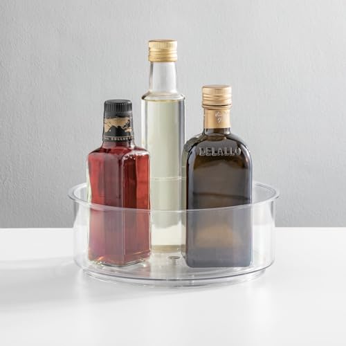 Lazy Susan Turntable Plastic Spinner for Kitchen/Bathroom, Pantry, Fridge, Cupboards, or Counter Organizing, Fully Rotating Organizer for Food, 9" Round - Lumiere Collection - Clear - view 2