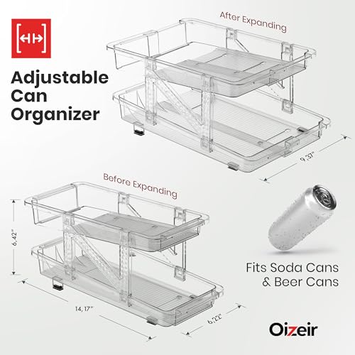 Expandable Soda Can Dispenser For Fridge - 2-Pack - Clear Transparent Soda Can Organizer For Refrigerator, Kitchen, and Pantry Storage Organizer for Cans, Beverage Bottle, Canned Food & Bottles - view 2