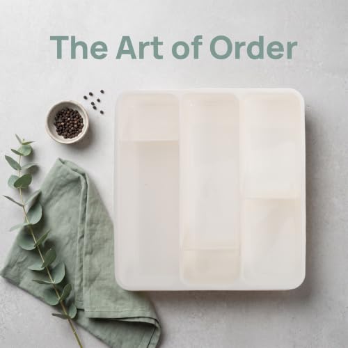 White 6 Slot Expandable Plastic Utensil Drawer Organizer Tray - view 3