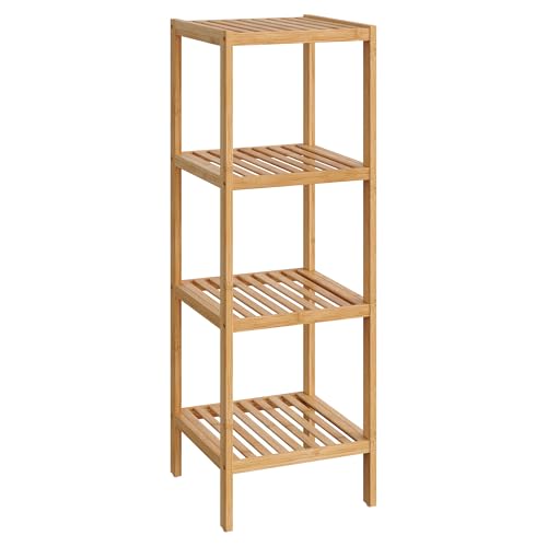 4-Tier Bamboo Shelf, Freestanding Bathroom Storage Rack