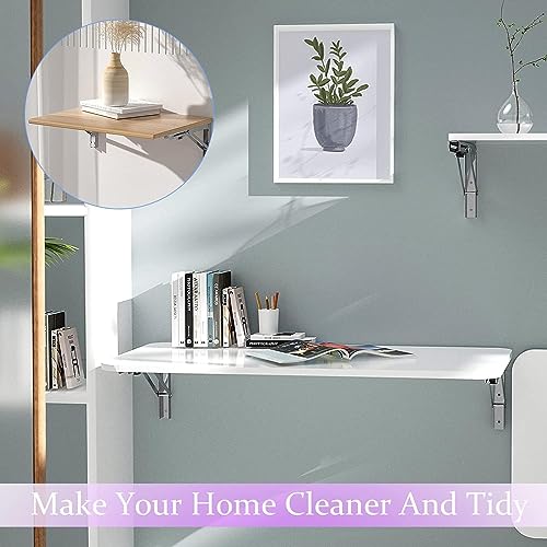 4Pcs 18" Folding Shelf Brackets, Shelf Brackets Max. Load 550 lb Collapsible Heavy Duty Stainless Steel DIY Wall Mounted Shelf Bracket Space Saving for Work Table Bench, 18Inch White - view 3