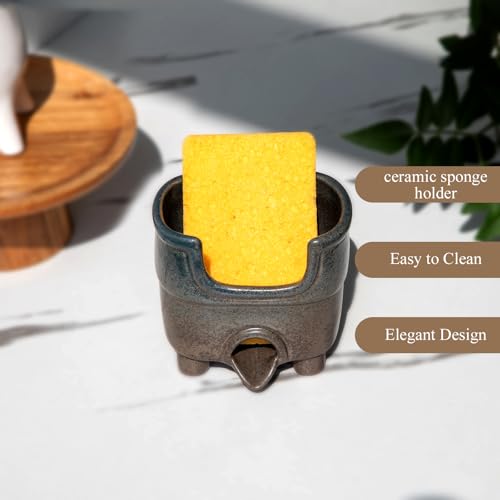 Ceramic Sponge Holder with Drainage，Farmhouse Sink Caddy - view 4
