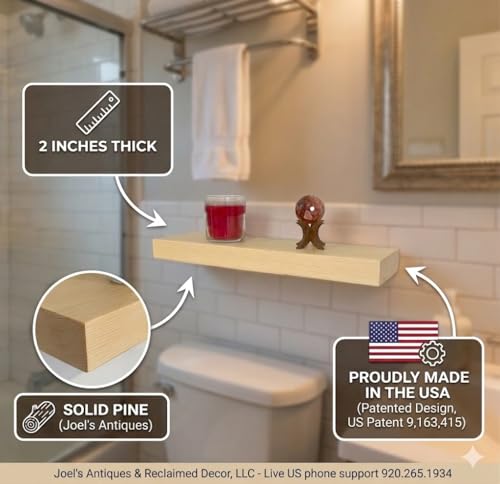 24 inch Wooden Floating Shelves for Wall - 24x8x2 in - view 3