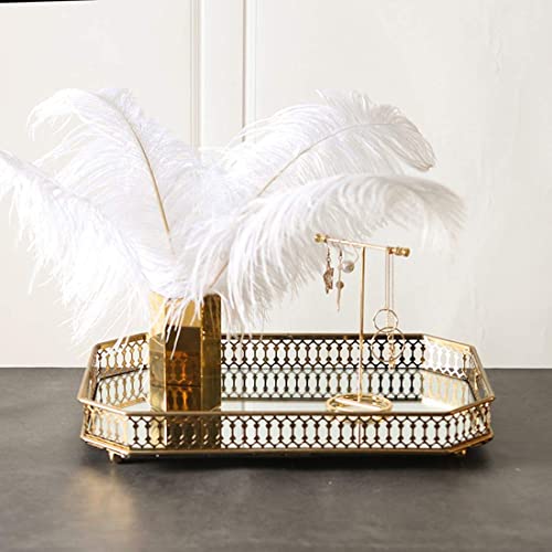 Vintage Gold Mirrored Vanity Tray – Decorative Perfume and Makeup Organizer with Handles for Dresser, Bathroom or Jewelry Display, Large Size 13.8" X 9.6" X2.2" - view 4