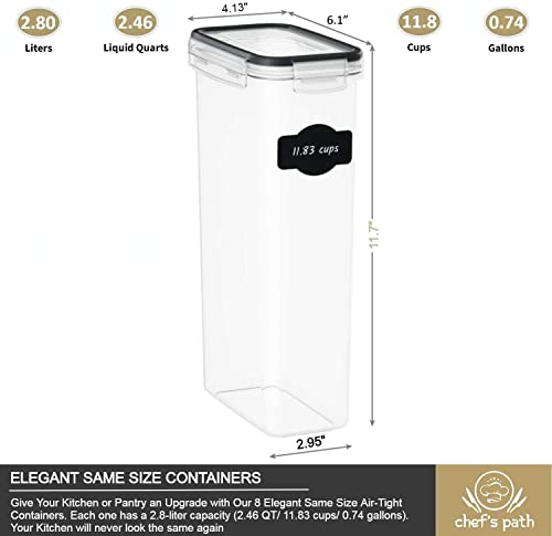 Kitchen Storage Box Set - 8 Airtight Food Jars for Storing Spaghetti, Pasta, Flour, Cereals, Pet Food Preservation, BPA Free (3 quarts) - view 2