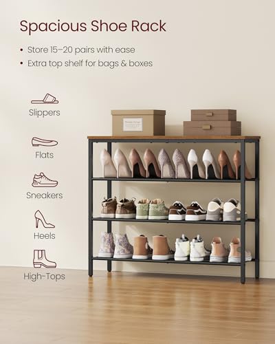 4-Tier Shoe Rack, 15-20 Pairs, Metal Mesh - view 4