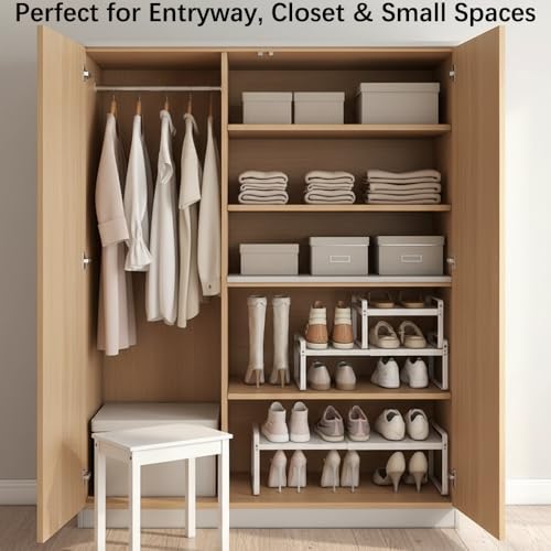 Expandable Shoe Rack, Closet Shoe Organizer, 10" High, 15"-24" - view 6
