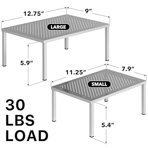 Cabinet Counter Shelf Organizer w/Steel Surface, Silver - view 3
