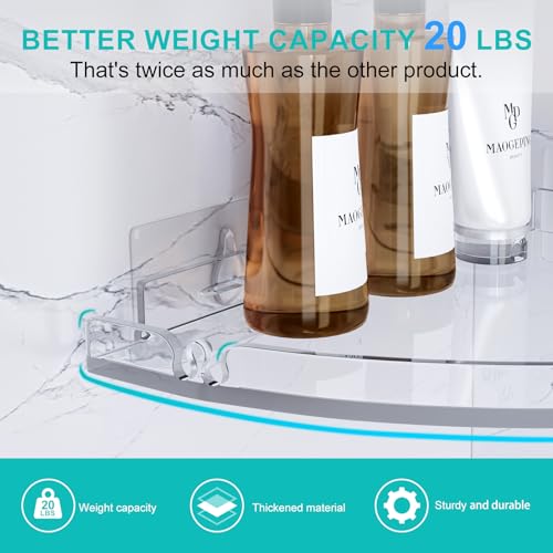 Acrylic Corner Shower Shelves, Adhesive Shower Caddy Organizer for Bathroom Storage Home Decor, Clear Rustproof No Drilling Wall Shelf, 2-Pack - view 4