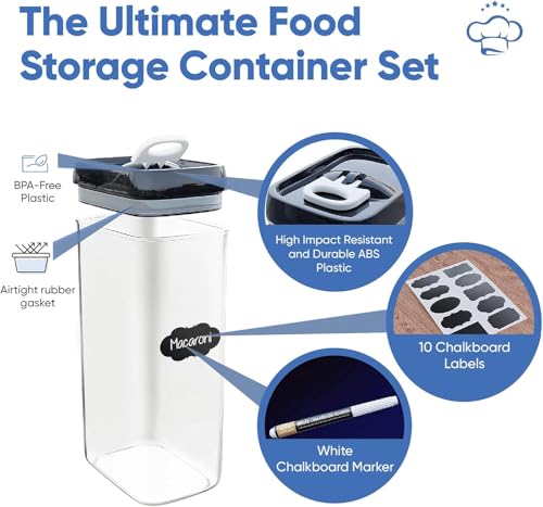 Airtight Food Storage Container Set 10-Piece Mega Bundle (4 + 6 Set) – BPA-Free Pantry Organizers with Labels & Measuring Spoons – Kitchen & Cereal Storage for Flour, Sugar, Pasta, Spices - view 3