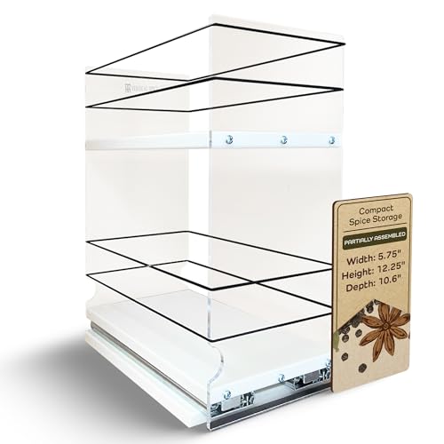 Heavy Duty Kitchen Spice Rack Storage - Pull Out Drawers For Kitchen Cabinets - Sliding Pantry Organizers - Seasoning Cabinet Pull Out Shelves - Made in USA -5.75"W x 12.25"H x 10.6"D