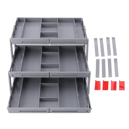 Drawer Organizer, Expandable Foldable Versatile Bathroom and Vanity Desk Drawer Organizer Trays, Plastic Storage for Makeup, Bedroom, Jewelry, Kitchen Utensils and Office (3