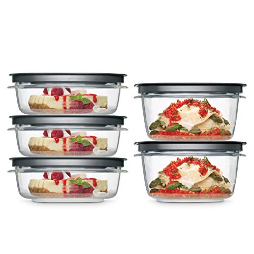 Premier Food Storage Container, 10 Piece Set, Grey, BPA-Free, Microwave & Dishwasher Safe