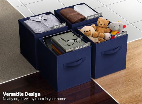 Fabric Storage Cubes, 6-Pack Foldable Bins (11 Inch, Navy Blue) - view 5