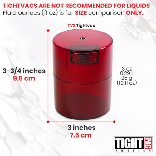 Tightvac 1/2 to 3 oz Patented Vacuum Sealed Airtight Container, Red Tint - view 3