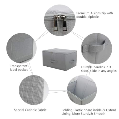 17.6 X 13.6 X 9.7",Folding Closet Clothes Storage Boxes with Zip Lid, 2 PCS - view 3