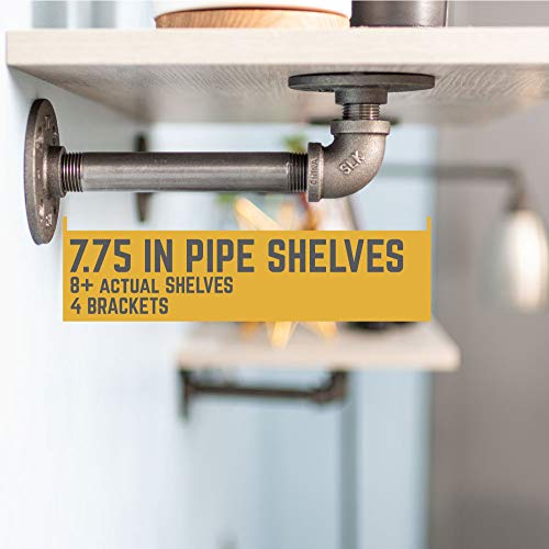 Industrial Pipe Shelf Brackets, 6 Inch, 4 Pack – Wall Mounted Double Flange Floating Shelf Hardware, Rustic Vintage-Style Shelving Support Set - view 6