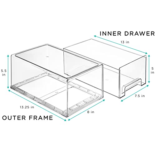 Large Clear Stackable Storage Drawers, Plastic Storage Drawers with Handles, Craft, Clothes, Medicine, Makeup, Closet, Art Supply, Bathroom, Shoe, Toy Storage Organizer (2 Pack) - view 2