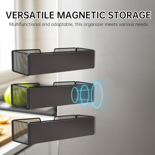 2 pack Magnetic Basket Organizer Holder for Fridge Magnetic Shelf Magnetic Storage Bin Box Containers for Refrigerator Whiteboard Classroom Magnetic Organizer - view 2
