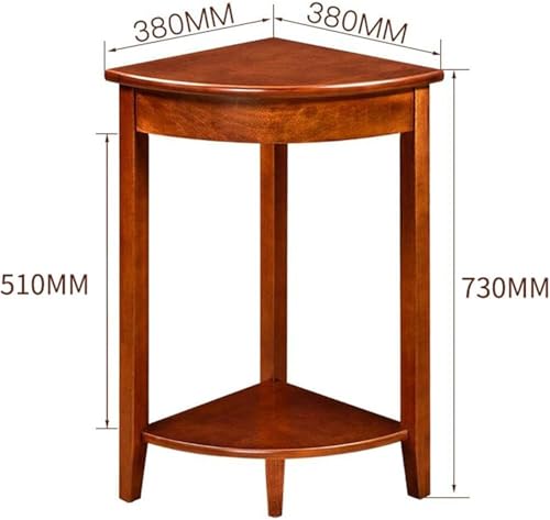 Corner Tables Compact Triangle Solid Wood Side Table Corner Shelf Unit with 2 Shelves Sofa Accent Table for Small Space Little Corner Space Saver(Brown) - view 2