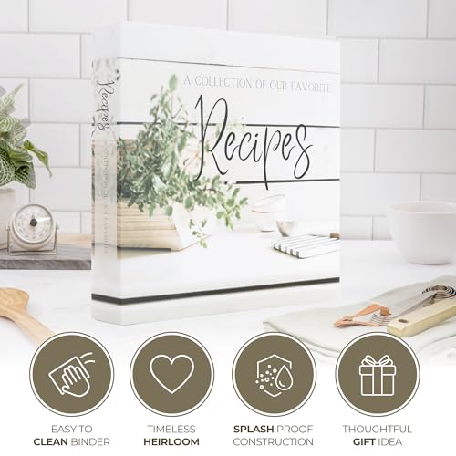 Recipe Binder with Plastic Sleeves | Recipe Book to Write in Your Own 8.5x11 3 Ring Blank Cookbook Binder Organizer | Bridal Shower Gift | Family Heirloom | Family Owned Brand - view 5