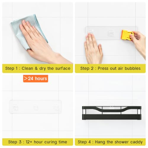 Heavy-Duty Adhesive Shower Rack, Dark Gray Storage - view 7