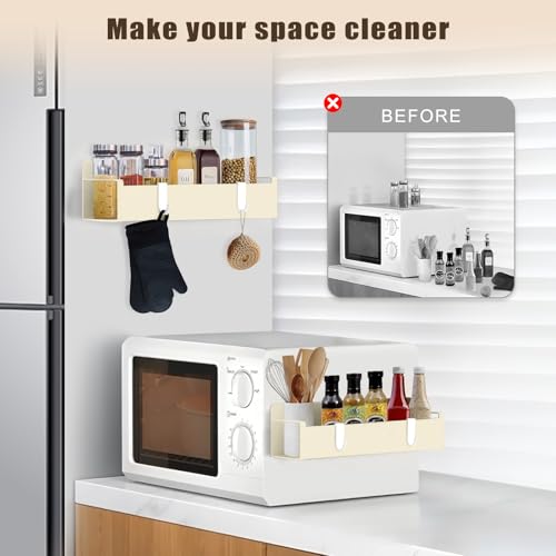 Magnetic Cup Holder for Fridge, Spice Organizer, Stanley Cup & Water Bottle Organizer with Detachable 4 Hooks for Cabinet and Kitchen, Light beige (2 Pack) - view 5