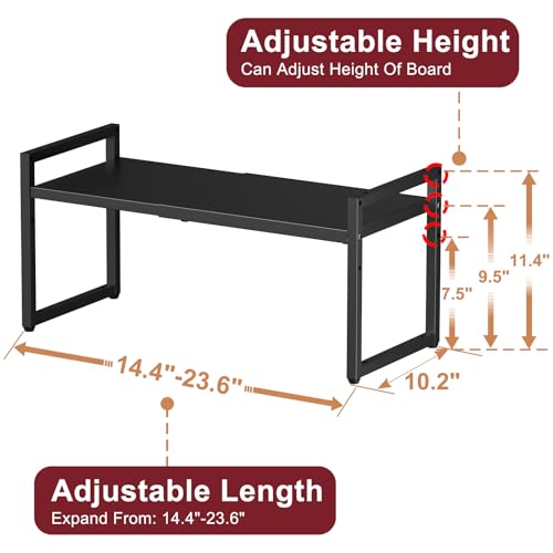 Expandable Kitchen Storage Shelves,110LBS Heavy Duty Metal Garage Shelving Units For Pot Pans Appliance,Adjustable Small Storage Shelf Rack Organizer For Kitchen Countertop Under Cabinet Garage Pantry - view 2