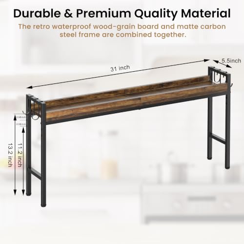 31 Inch Over the Stove Spice Rack, 3-Tier Adjustable Stove Shelf Rustic - view 2