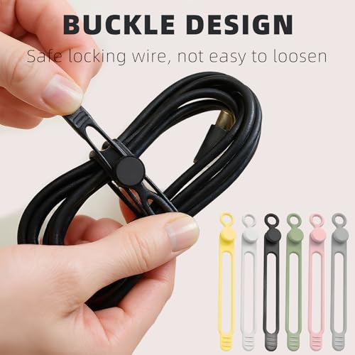 24 Pcs Silicone Cable Ties, 2026 New Reusable Data Cable Organizer Wire Organizers, Multipurpose Elastic Cord Wraps Cable Management for Home, Office, School, Travel Essentials (24pcs) - view 3