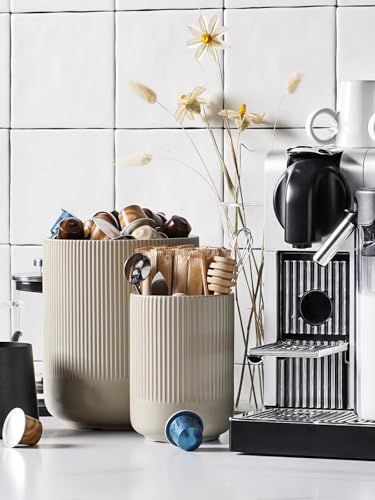 Ceramic Kitchen Utensil Holder for Counter, 7.3/5.4", Oatmeal Gray - view 4