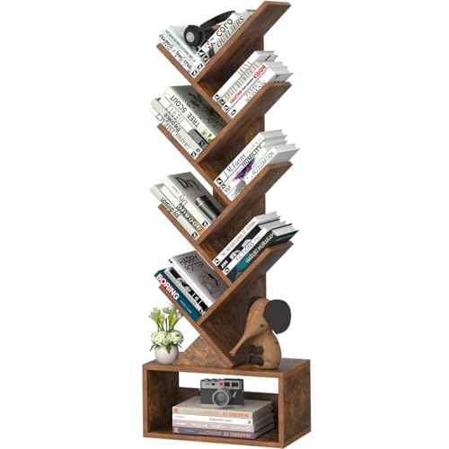9-Tier Tree Bookshelf Floor Standing Narrow Space Storage Bookcase