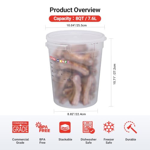 2 Pack 8QT Commercial Round Food Storage Containers with Lids - view 2