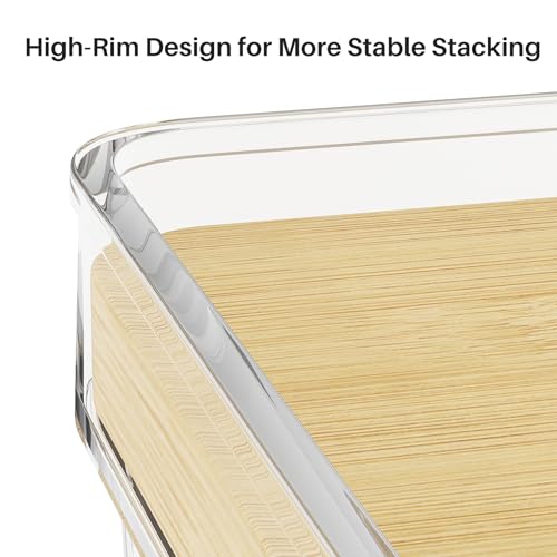 2 Set Pantry Organizer and Stackable Storage Kitchen,Sturdy and Durable Storage Basket for Potato, Onion, Garlic, Fruit, Vegetable, Produce, Clear Plastic Storage with Lid&Handle - view 4