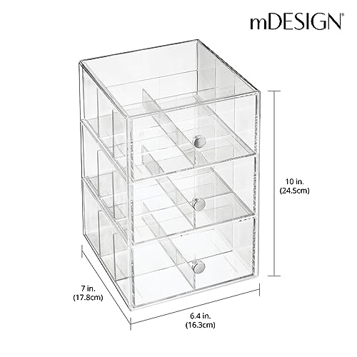 Plastic Wide Kitchen Pantry, Cabinet, Countertop Organizer Storage Station with 3 Drawers for Coffee, Tea, Sugar Packets, Sweeteners, Creamers, Drink Pods, Packets; 18 Sections - Clear - view 3