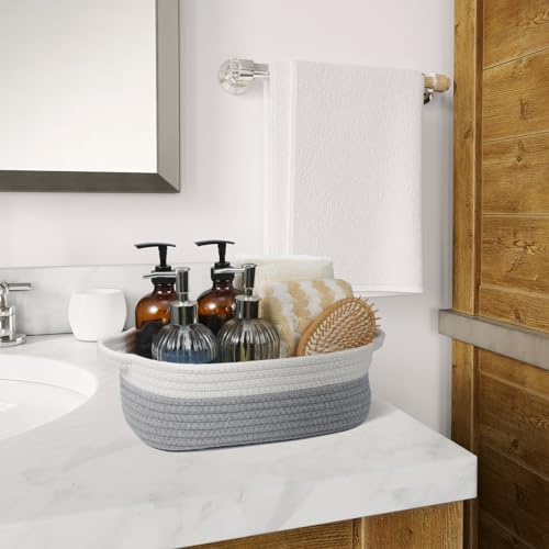 Set of 5 Woven Baskets - Rope Storage Solutions, Nursery & Organizing, Off White & Gray - view 4