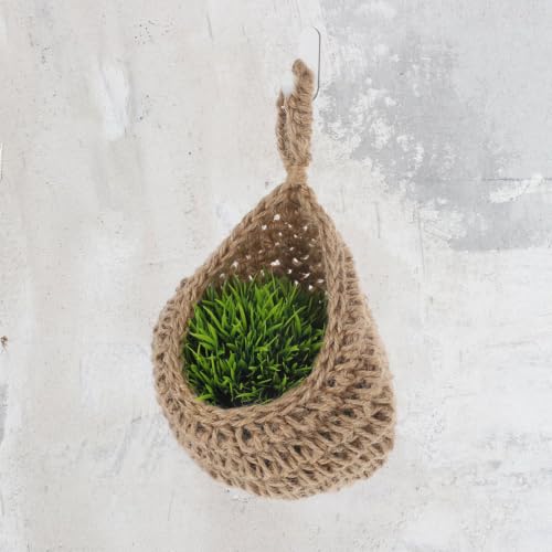 Bohemian Woven Hanging Wall Basket, Jute Cotton Rope, 23x15x10cm - view 6