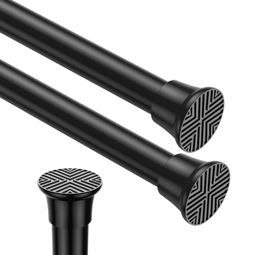 2pack Spring Tension Curtain Rods 18-36 Inch Adjustable Black Tension Rod