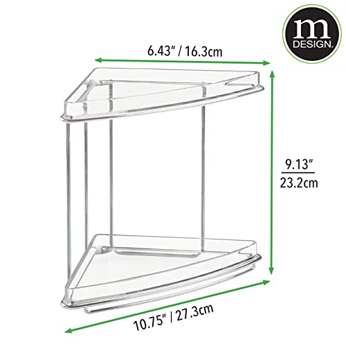 Steel/Plastic Freestanding Countertop Corner Shelf Organizer with 2-Tier Storage for Bathroom, Vanity, Cabinet, Counter - Holds Makeup, Bath Gel - Prism Collection - Clear - view 6