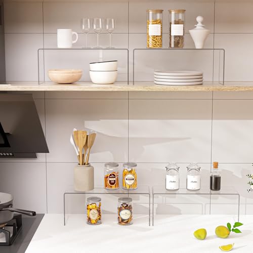 Cabinet Shelf, 8-Pack Clear Organizer Riser 12.4L × 4W × 4.6H in - view 3