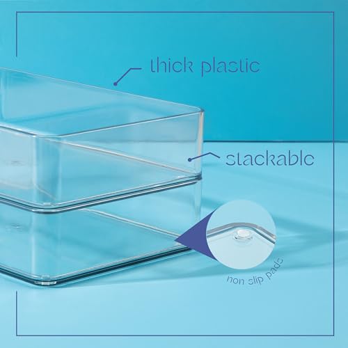 Eight Piecs. Plastic Clear Drawer Organizers for Bathroom, Kitchen, Bedroom, Office Organizer Bins, Storage Trays. Heavy Duty, Stackable 4 Sizes - view 5
