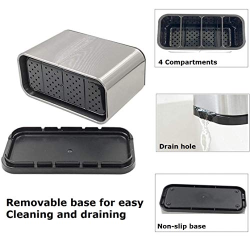 Silverware Caddy Utensil Caddy Spoon Holder with 4 Divided Compartments, Sturdy Stainless Steel, Rust Proof - view 3