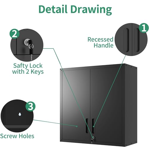 10-Piece Heavy Duty Steel Garage Cabinet System | All-in-One Modular Garage Cabinet Set for Ultimate Workshop Organization | Easy Assembly Garage Storage Cabinets & Tool Bench (Black) - view 5