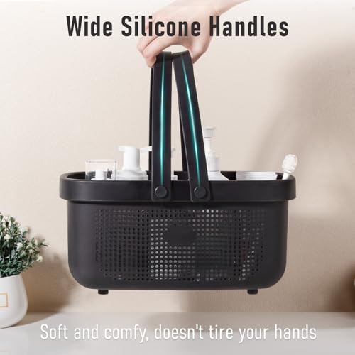Portable Shower Caddy Basket with Handles Plastic Storage Basket Black - view 6