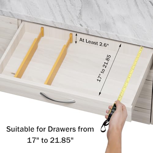 Bamboo Drawer Dividers Organizers, 2.56" High, 17"-21.8" Adjustable, 4 Pack - view 5